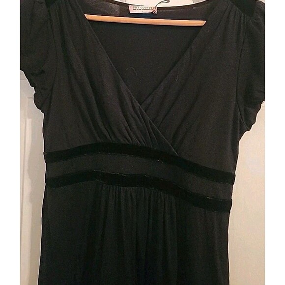 Juicy Couture Black Mini Dress Size P Wimsigoth Y2k Velvet Waist Boho - Picture 2 of 8